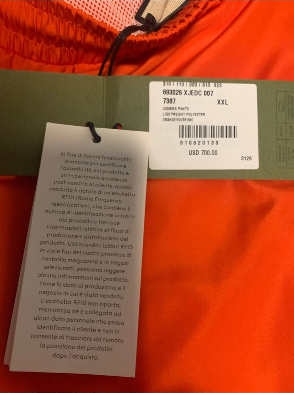 Gucci Orange Track Pants with White Side Panels